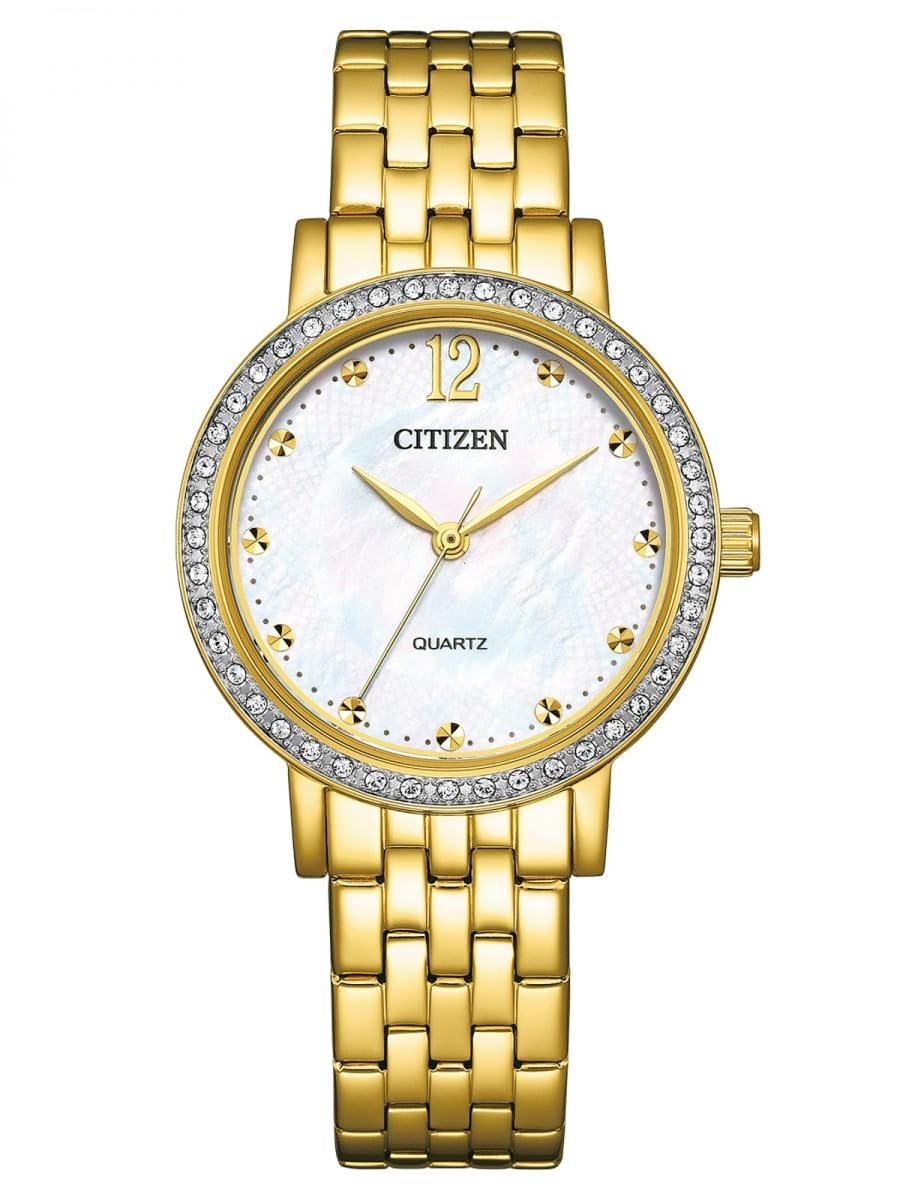 Женские аналоговые кварцевые часы CITIZEN EL3102-50D Ремешок из нержавеющей стали, золотой, размер блока, браслет, фото №1