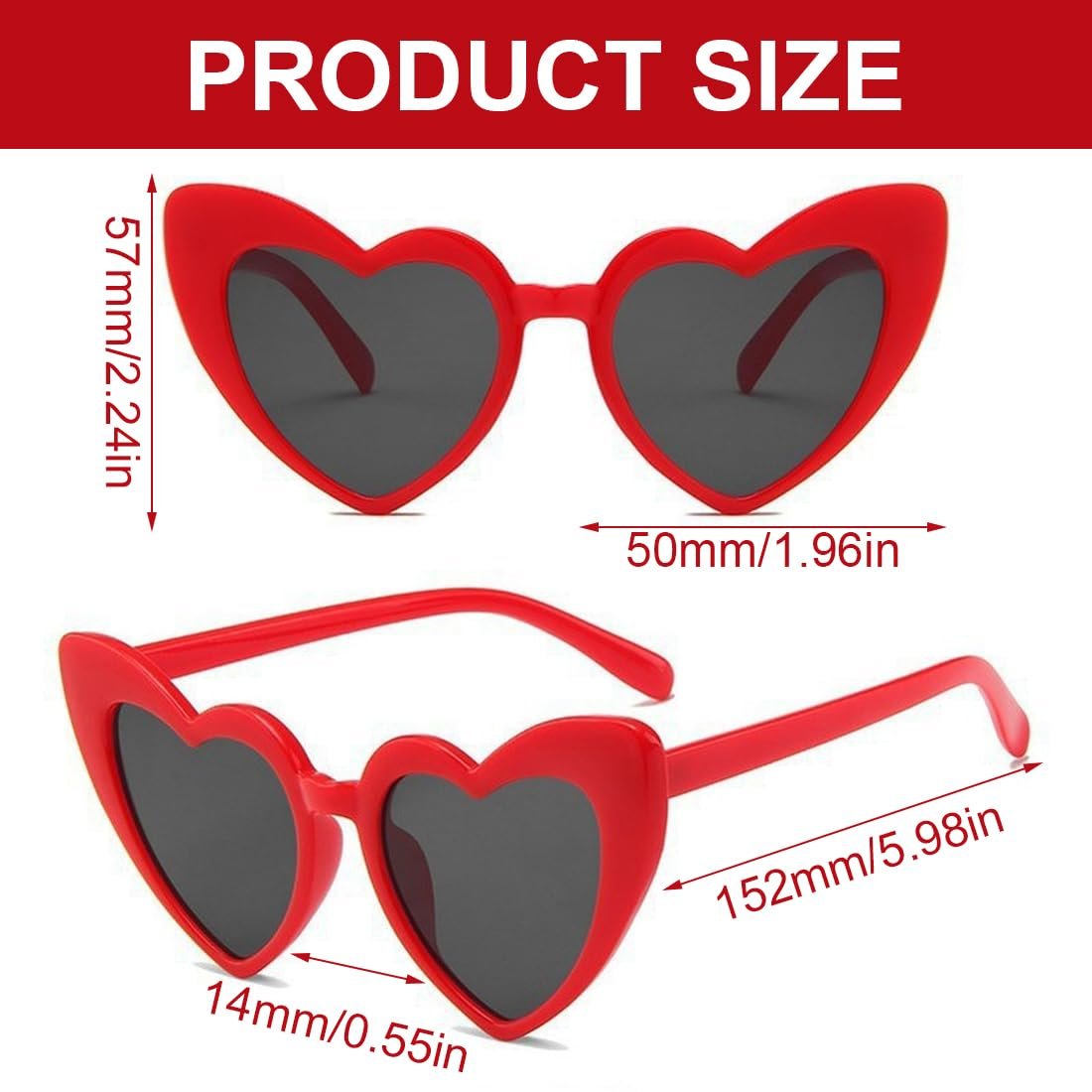 Сонцезахисні окуляри Серце LQIOACU 2 шт, рожевий, фото №2