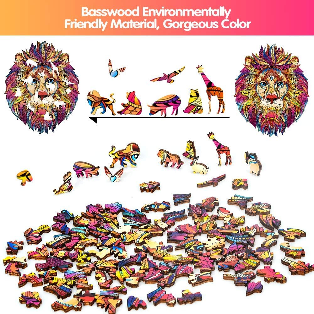Пазл TOLOYE Lion 100 деталей Деревянный 16 x 26.3 см, фото №3