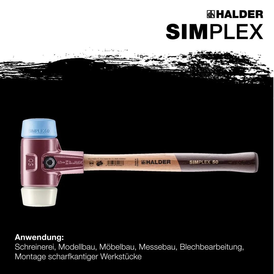Киянка Halder Simplex 3018030 зі вставками TPE-Soft/Нейлон 30 мм Різнокольоровий, фото №5