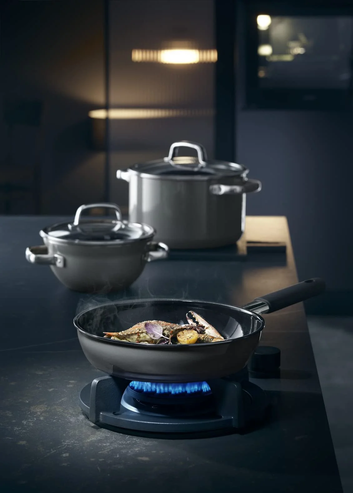 Каструля WMF Fusiontec Mineral 20 см 3,7 л зі скляною кришкою керамічна стійка до подряпин Сіра, фото №10