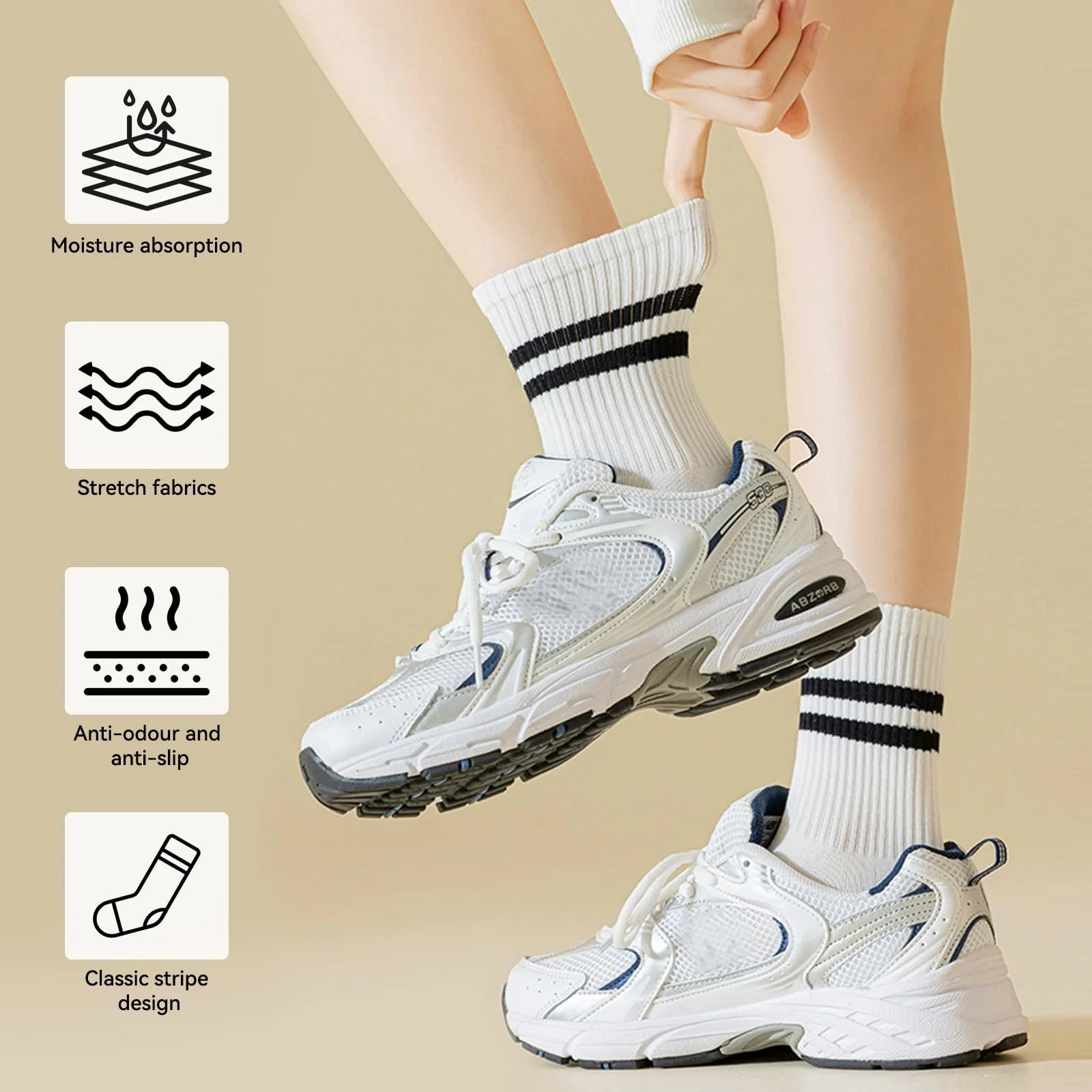 Шкарпетки Бавовняні Спортивні з смужками, 6 пар, розмір 36-43, фото №2