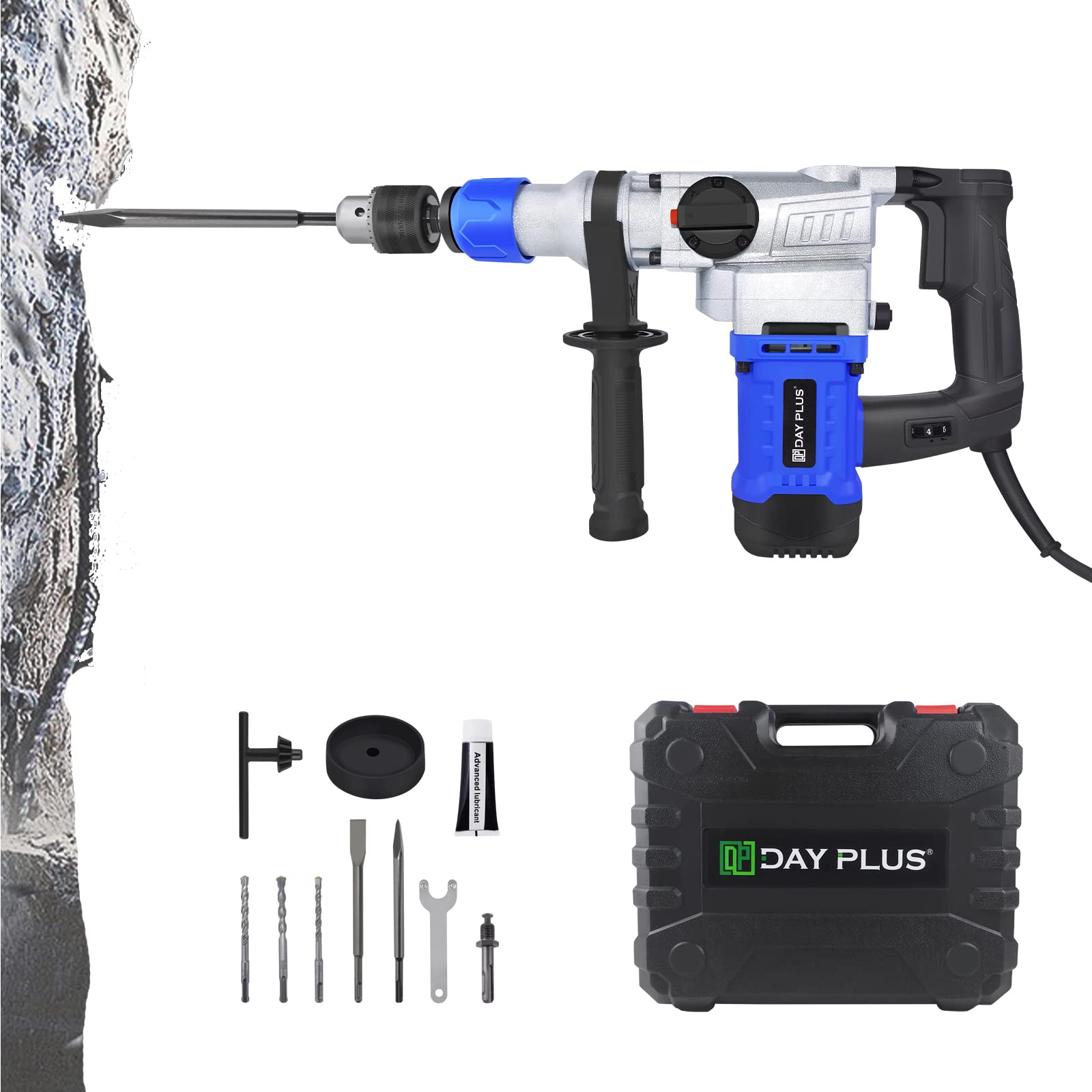 Перфоратор 6J Impact Resistance проводной набор с 360-градусной поворотной ручкой для сверления стали и разрушения бетона, фото №1