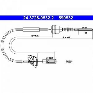 Трос сцепления ATE 24.3728-0532.2 для FIAT FORD - Фото 1