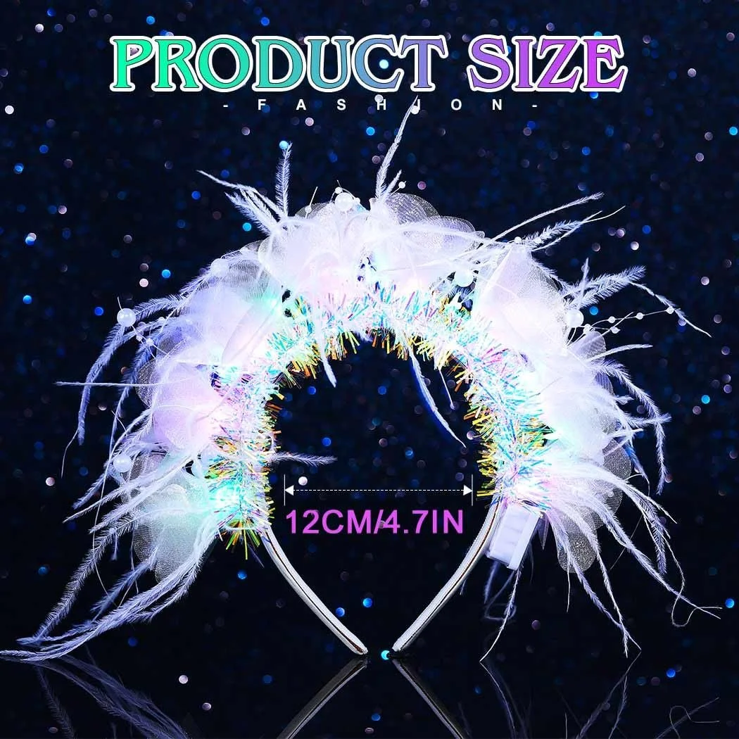 LED Обруч для волосся з пір'ям, фото №3