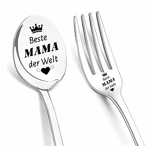 Ложка Кавова з гравіюванням Найкраща Мама у Світі, нержавіюча сталь, набір 2 шт. - Фото 1