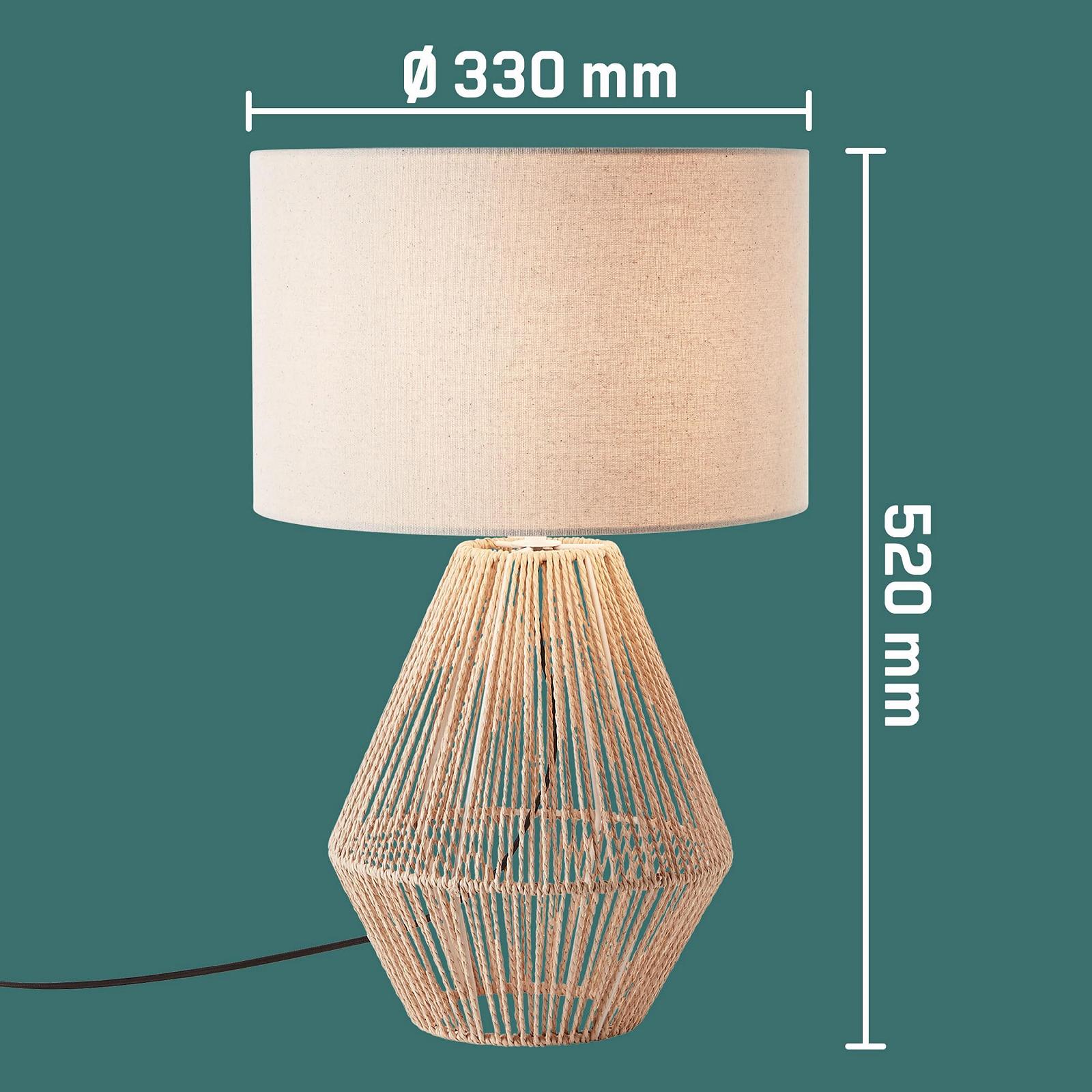 Настольная лампа Lightbox в природном стиле тканевый плафон 53 см E27 светло-коричневая/бежевая, фото №6