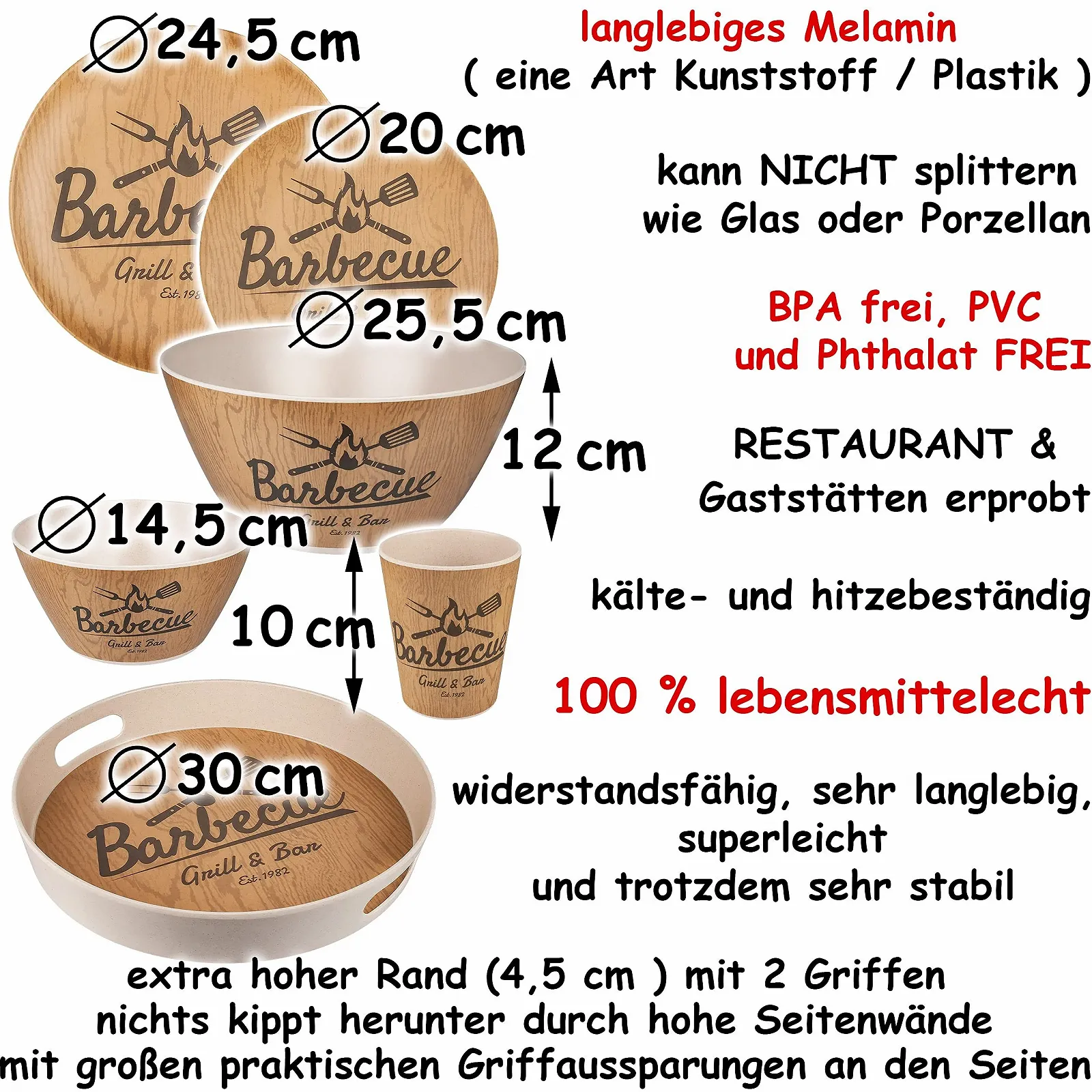 Набір посуду Меламін Premium Quality Steak, 6 предметів, фото №4 Набір посуду Меламін Premium Quality Steak, 6 предметів, фото №4