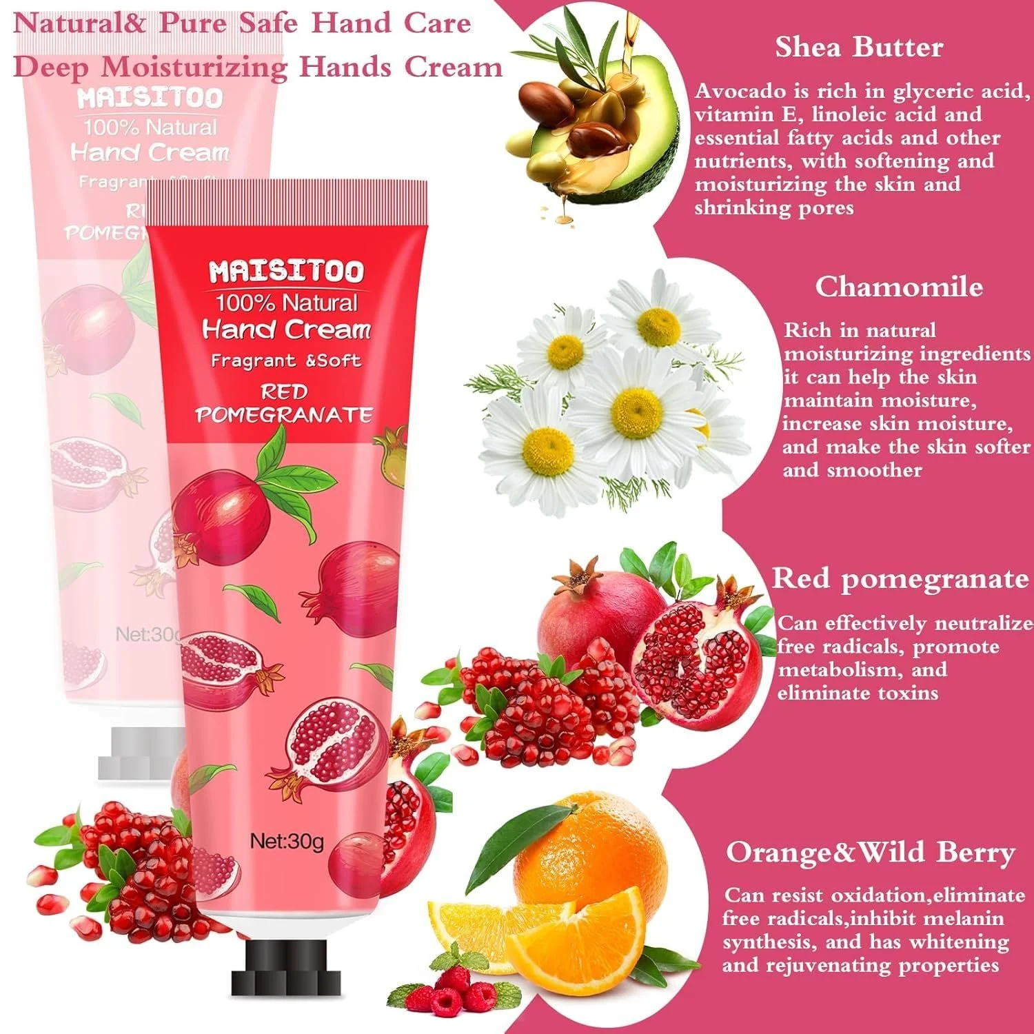 Крем для рук Набір 12 шт Міні крем для рук Роза, ромашка, масло ши, фрезія, апельсин, фото №5