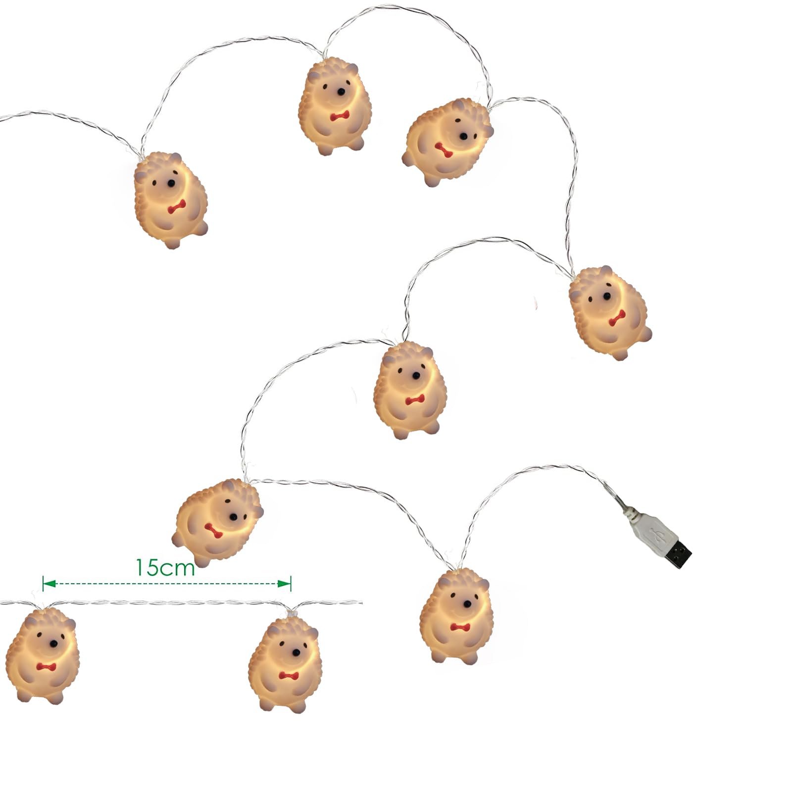 Гірлянда Riaxuebiy Їжачок 3 м, 20 теплих білих LED, живлення від USB, фото №7