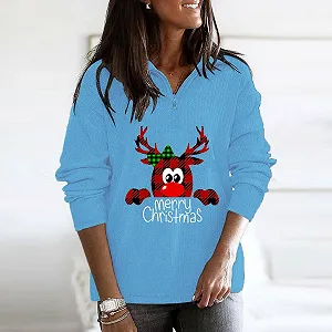 Женская Толстовка с длинным рукавом Пуловер Осенняя Распродажа Дня Сегодня Топ Удобный С принтом Свободный Длинный рукав V-образный вырез Толстовка synthetic.ua - Фото 1