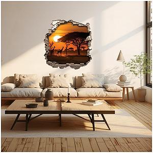 Наклейка на стіну Samunshi Wall Hole Wall Crack Safari Tour in Africa 70 x 70 см Multi-colored synthetic.ua - Фото 1