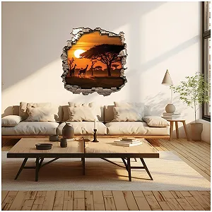 Наклейка на стіну Samunshi Wall Hole Wall Crack Safari Tour in Africa 70 x 70 см Multi-colored synthetic.ua - Фото 1
