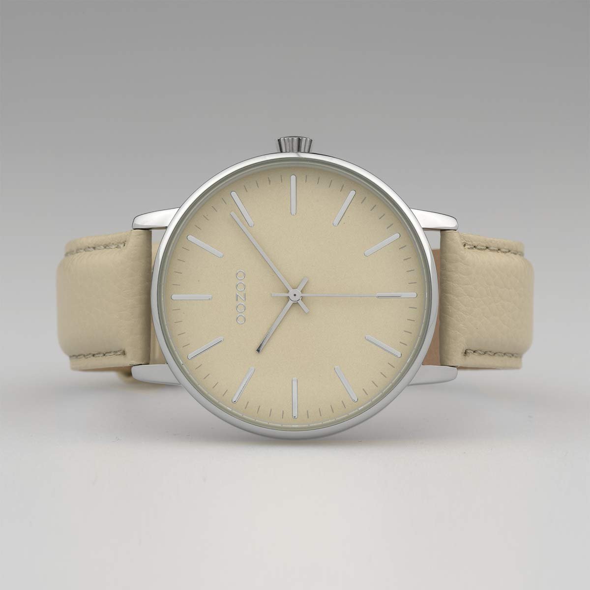 Женские часы Oozoo C10041 Кожаный ремешок 42 мм Бежевый / Бежевый, Черный-черный, Ремешок., фото №4