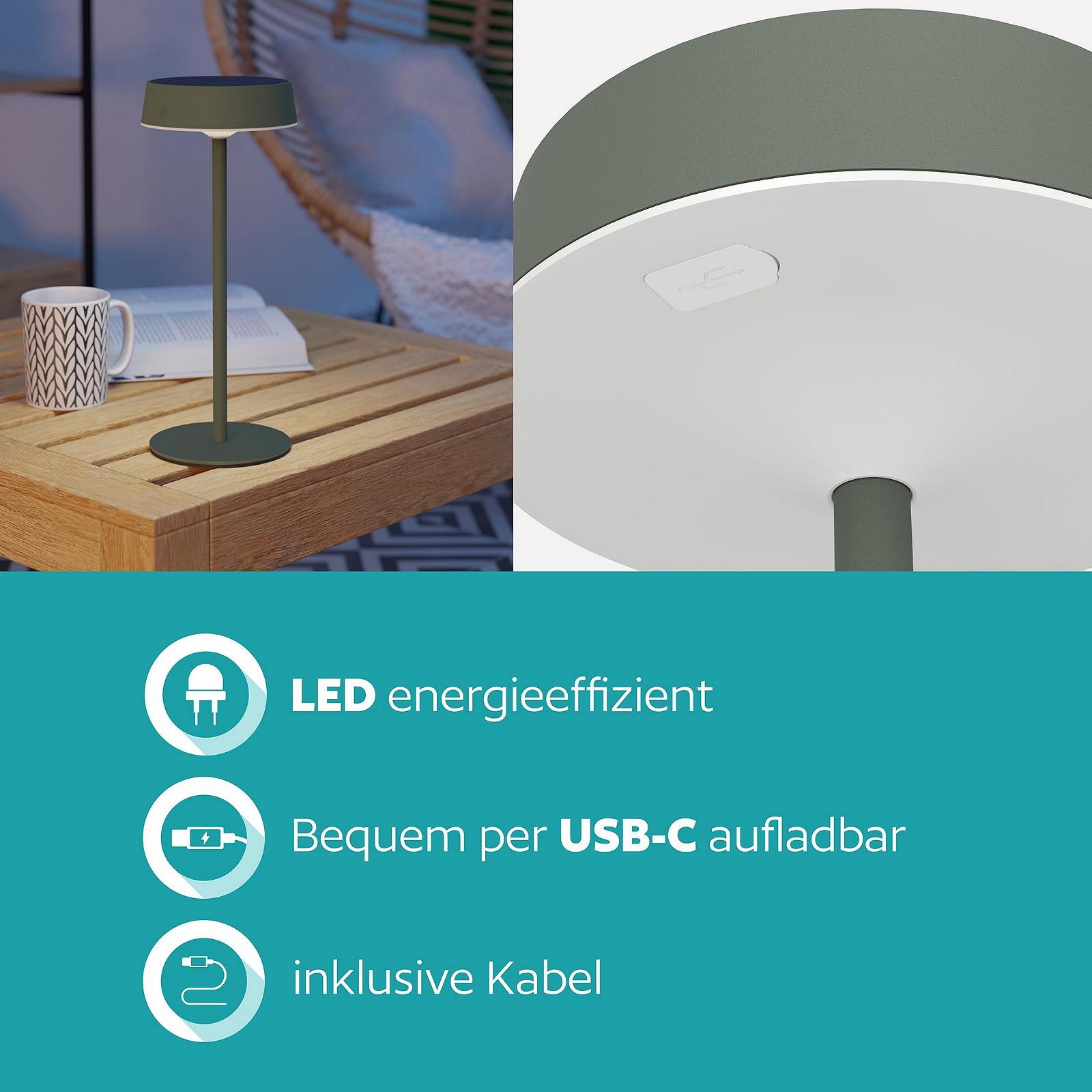 Настільна лампа EGLO Simeri LED Solar акумуляторна бездротова сенсорна з регулюванням яскравості вулична IP54 зелена, фото №4