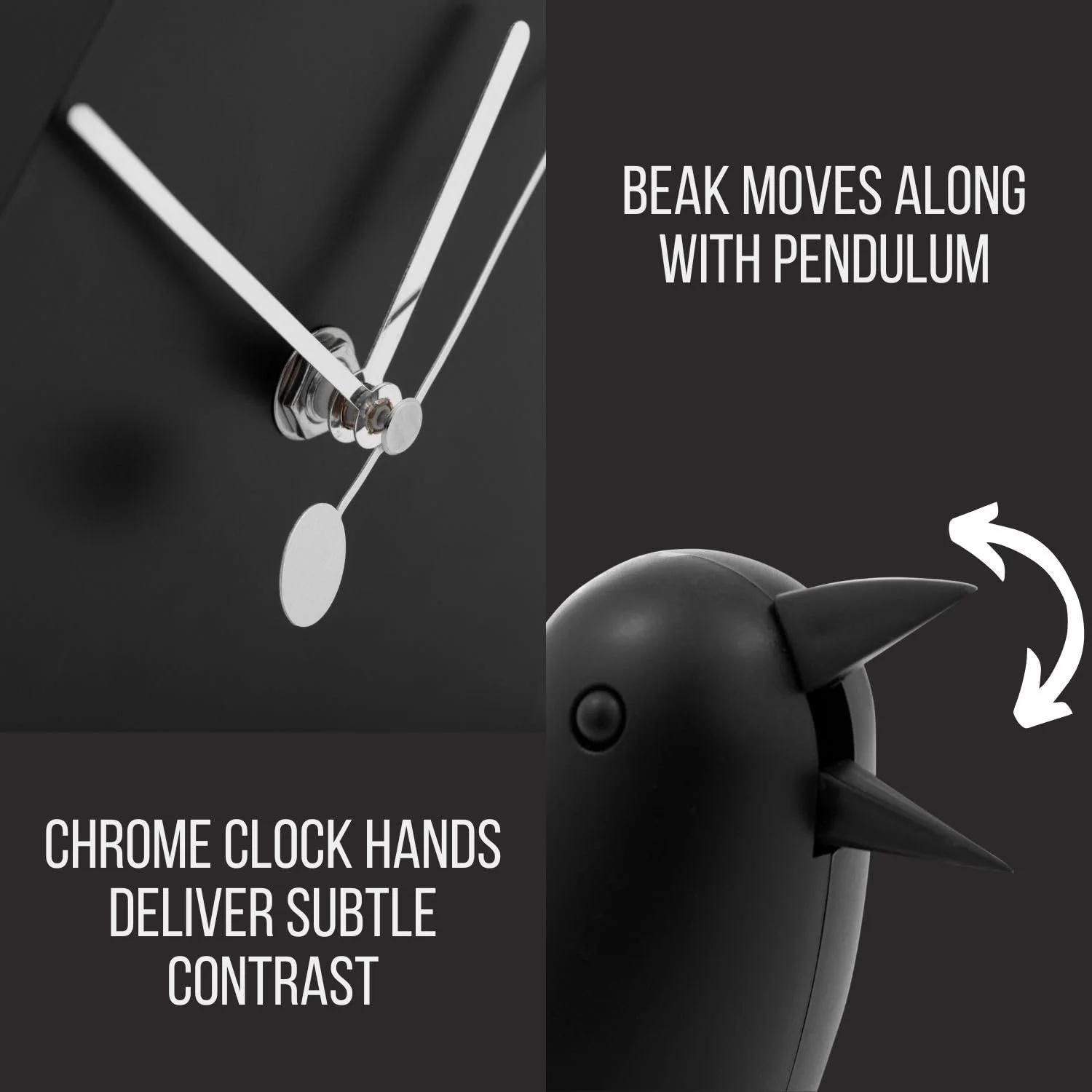 Годинник Тип Torre & Tagus Motion Birdhouse з Маятником, що Знімається, Чорний, фото №3