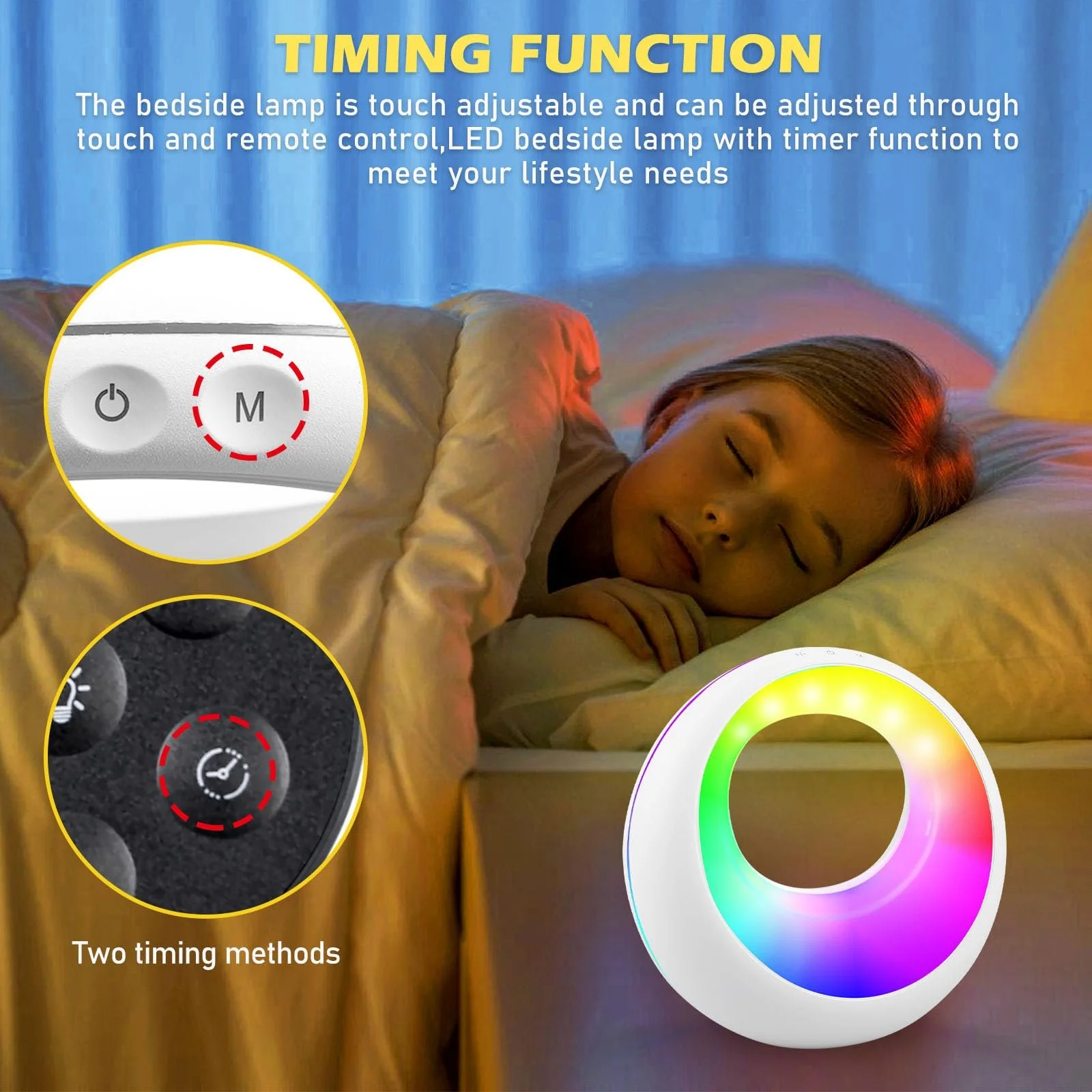 Настільна світлодіодна лампа RGB Сенсорна з пультом, фото №6