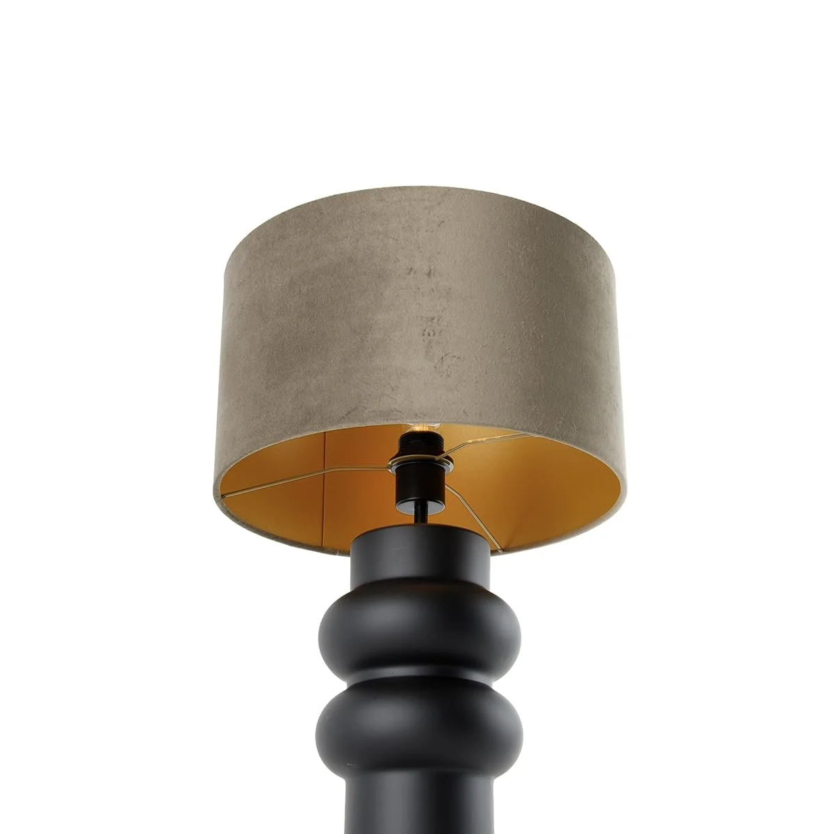 Настільна лампа QAZQA Alisia 35 см керамічна кругла E27 Чорна/Тауп, фото №4