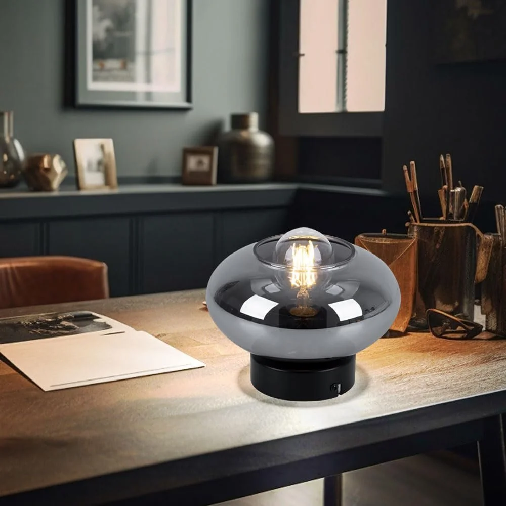 Настольная лампа Glass Ball E27 стеклянный шар дымчатая, фото №4