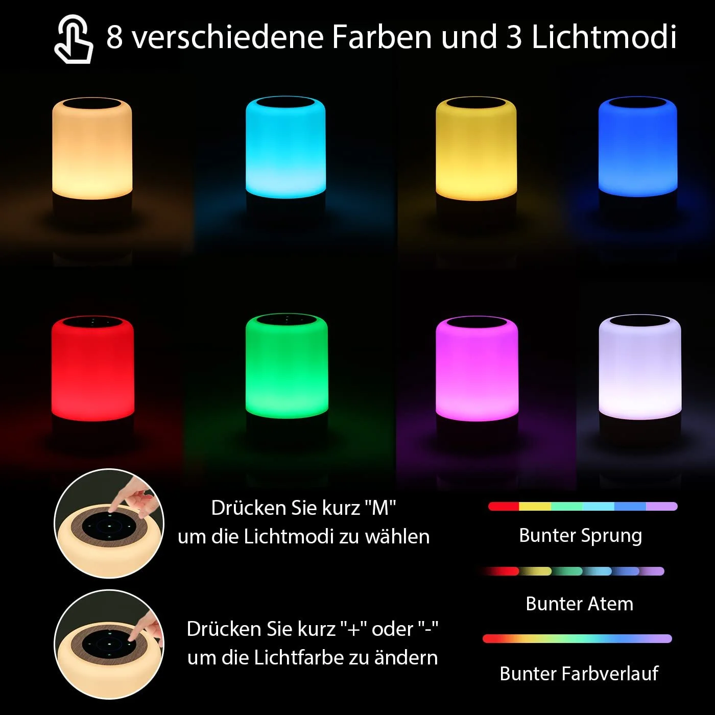 Настільна лампа LED Bedside Touch Sensitive Дерево USB, фото №4