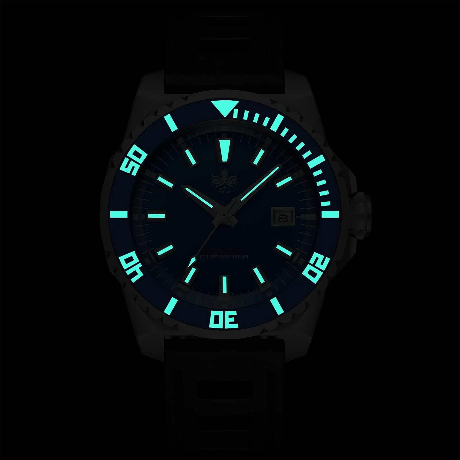 Мужские часы Автоматические PHOIBOS Leviathan PY032 45 мм, часы для дайвинга 500 м с черным каучуковым ремешком, фото №4 Мужские часы Автоматические PHOIBOS Leviathan PY032 45 мм, часы для дайвинга 500 м с черным каучуковым ремешком, фото №4