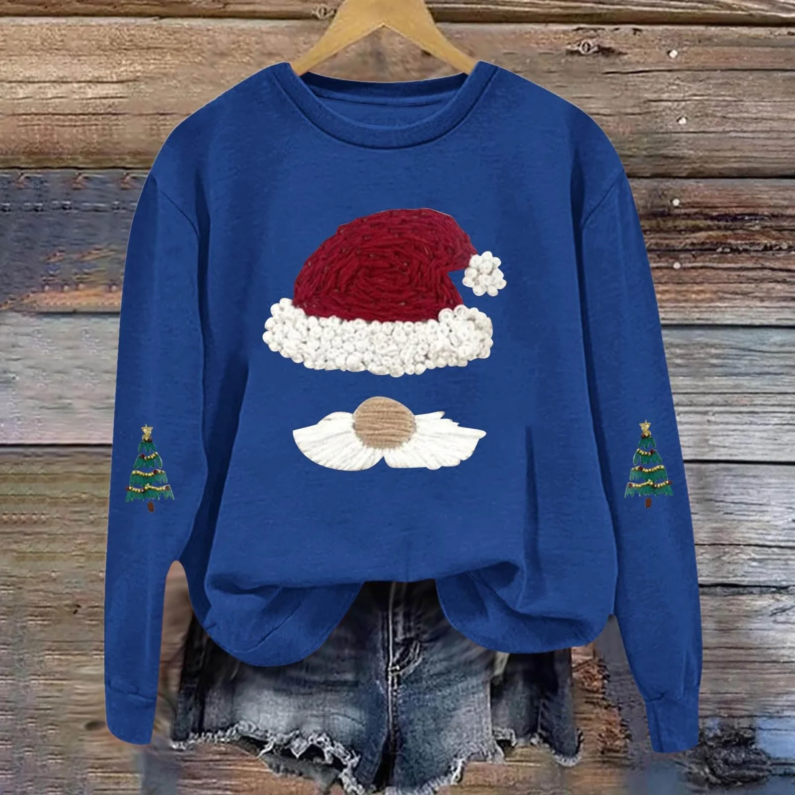 Женский Свитшот HUIFUAO Рождественский Свитер Рождественский принт Санта Клауса Длинный рукав, фото №3 Женский Свитшот HUIFUAO Рождественский Свитер Рождественский принт Санта Клауса Длинный рукав, фото №3