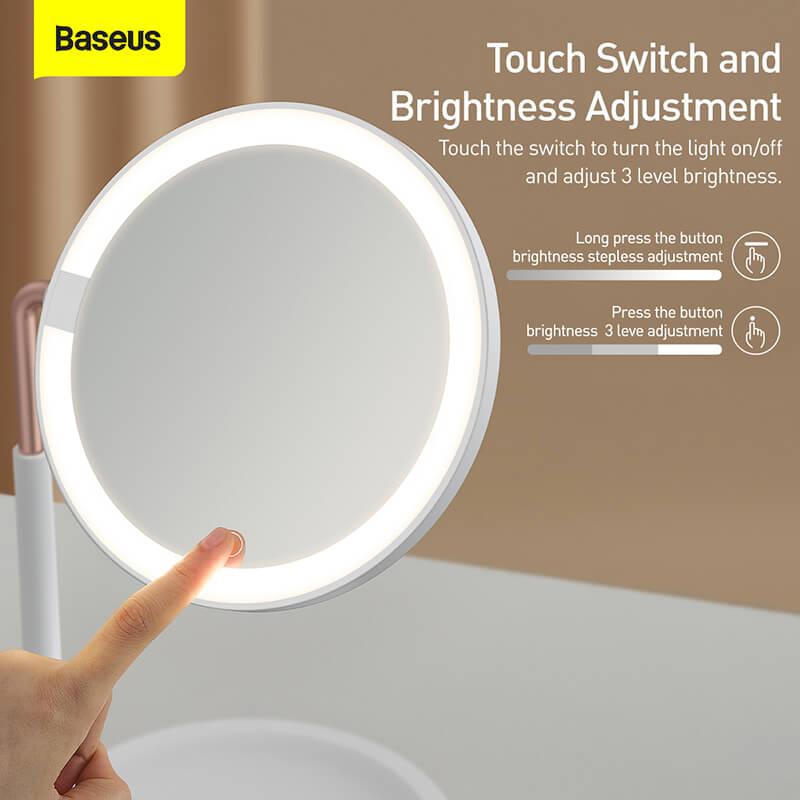 Озеркало BASEUS Lighted Makeup Mirror with Storage Box 3 Level touch brightness (DGZM-02), фото №6