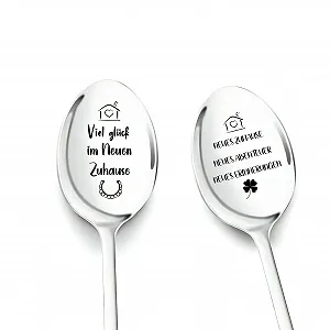 Ложка для кофе Housewarming Gifts Apartment Pack of 2 с гравировкой "NEW HOME NEW ADVENTURE NEW MEMORIES Good luck in the new home" - Фото 1