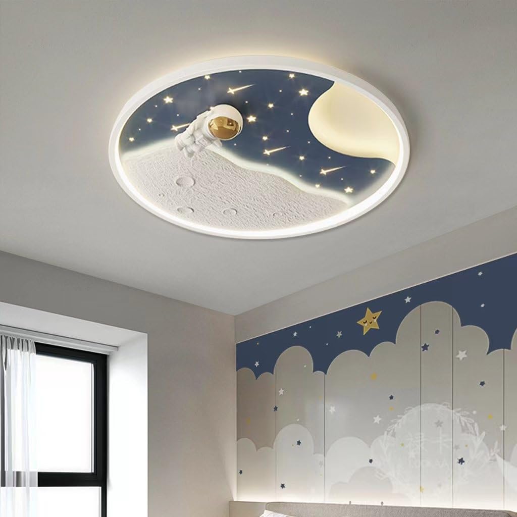 Світильник Phtlampes LED стельовий для дітей з регулюванням яскравості з пультом ДУ абажур Зірка Місяць підвісний світильник декоративний, фото №3