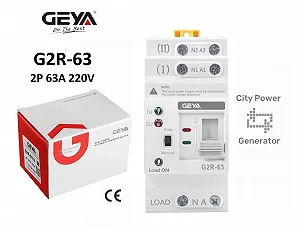 Автомат введення резерву GEYA G2R-63 2P 63A 220V АВР перемикач - Фото 1