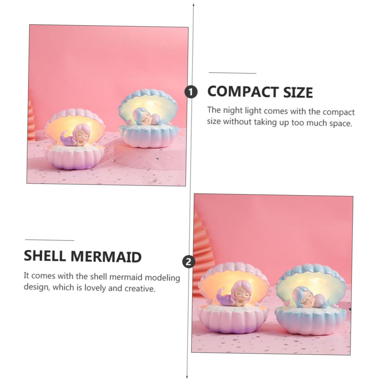 Ночник OSALADI Mermaid Star Light Children's Table Lamp Resin Fairy, фото №2