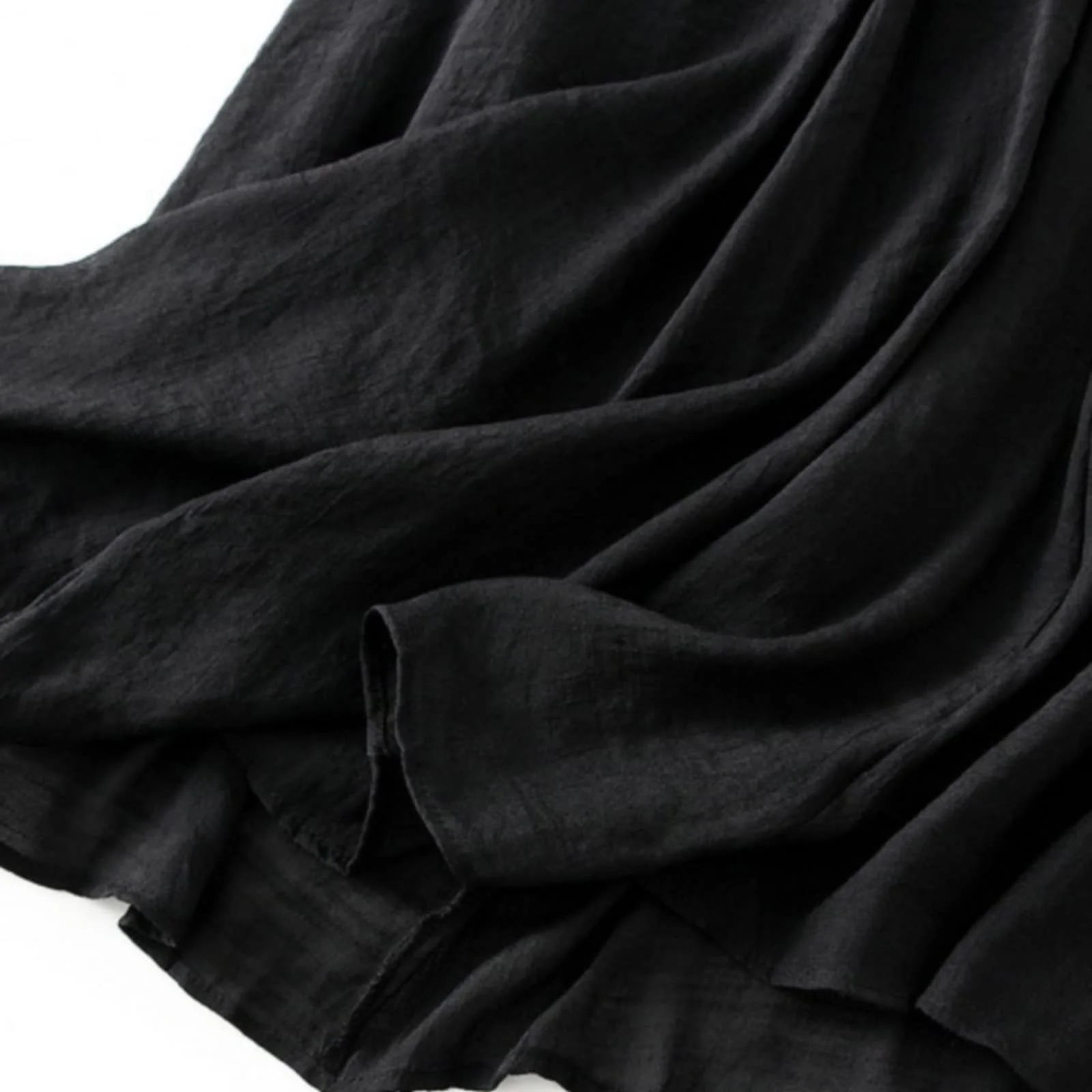 Юбка Женская Летняя Льняная Длинная Юбка Легкая и Воздушная Летняя Юбка Макси Юбка Богемная Летняя Юбка Двухслойная Эластичная Талия Плиссированная Юбка Женская Однотонная Длинная Юбка, фото №3