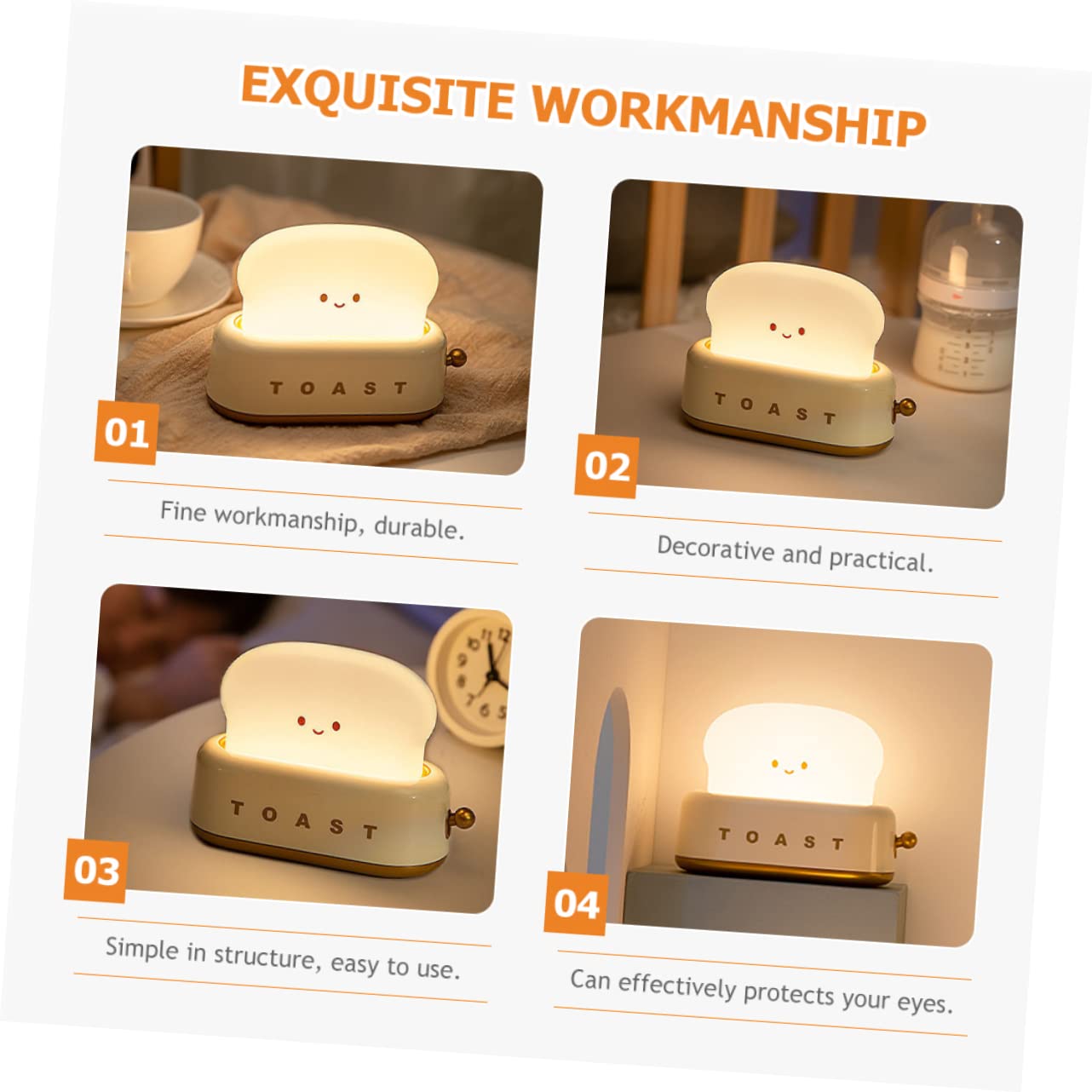 Lampa настільна WOONEKY Toaster світлодіодна нічник для дівчат, фото №6