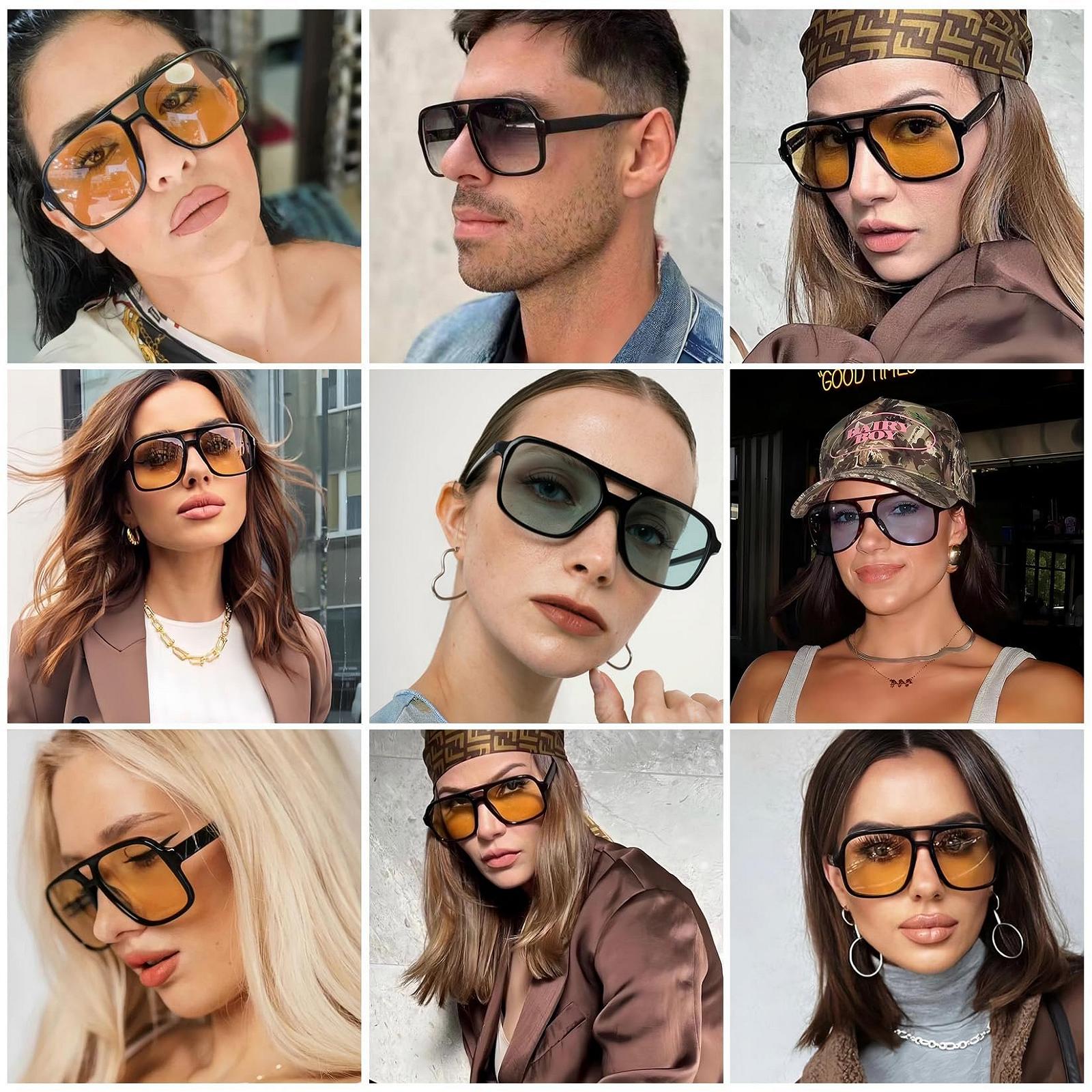 Сонцезахисні окуляри JCTAIFOO Ретро Класичні 70-х Прямокутні Oversized Квадратні, фото №4