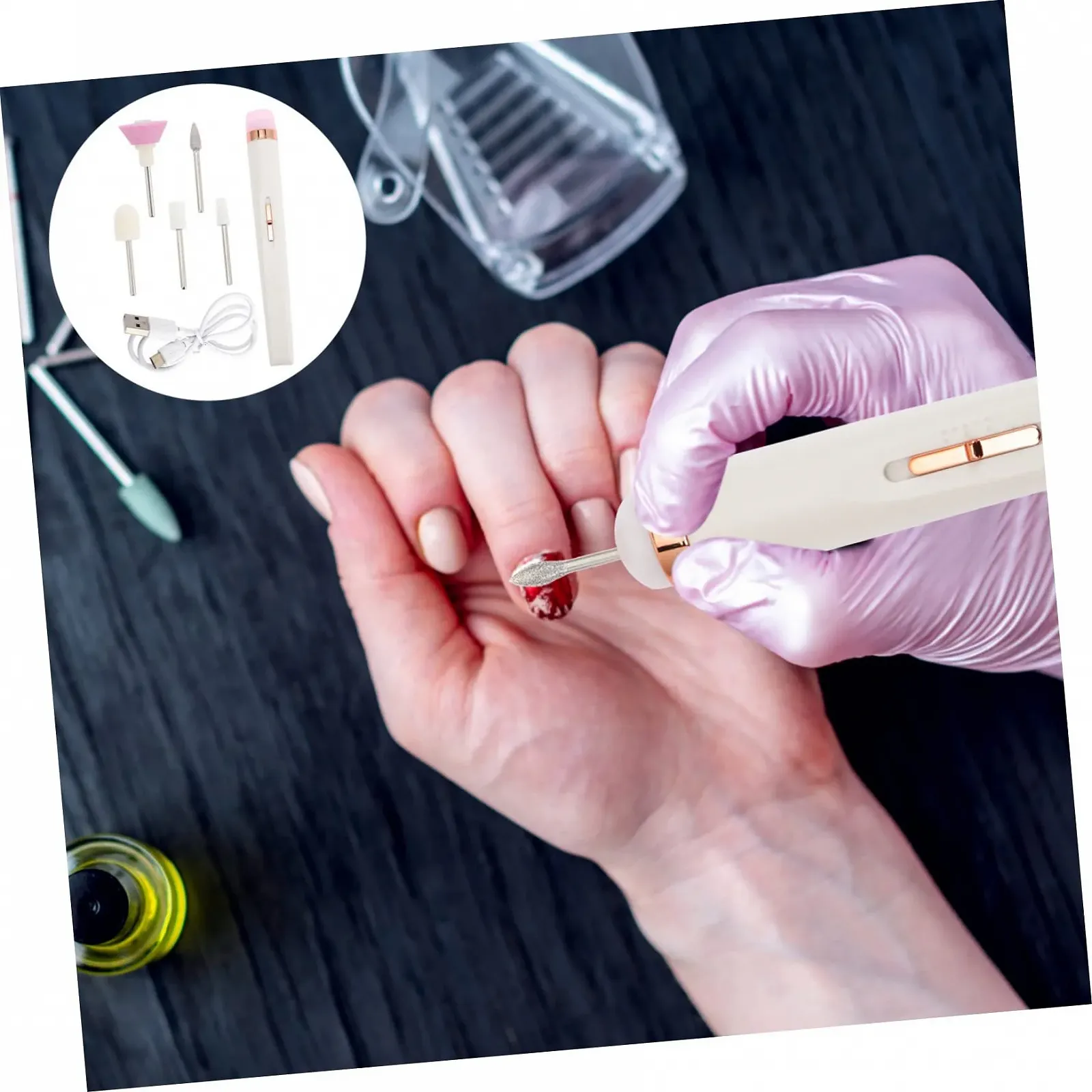 Маникюрный инструмент USB Аккумуляторный Белый Пластик, фото №8 Маникюрный инструмент USB Аккумуляторный Белый Пластик, фото №8