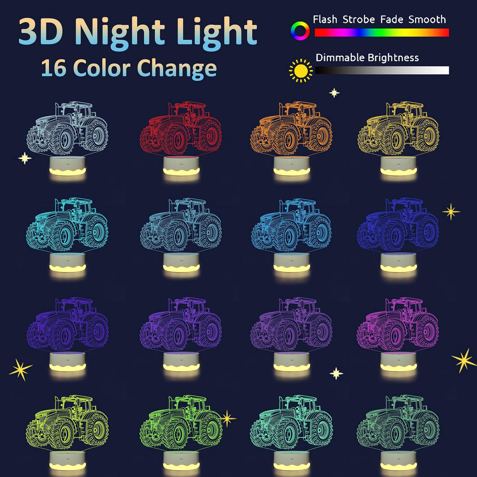 Лампа Attivolife Truck 3D Illusions Tractor 16 Colour Changing Dimmable Hologram Lighting USB Charging, фото №2