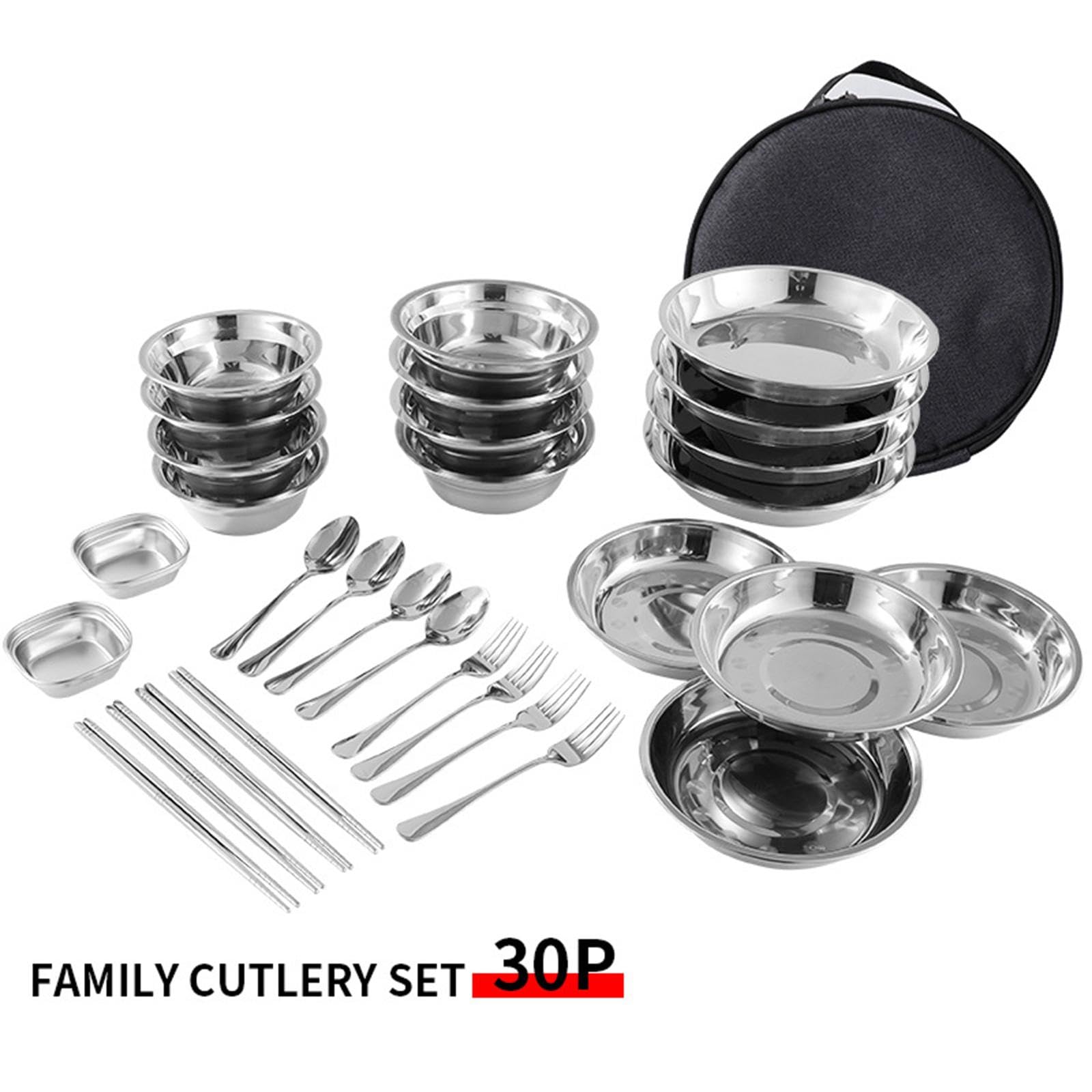 Набор тарелок и мисок из нержавеющей стали портативный для кемпинга, фото №3