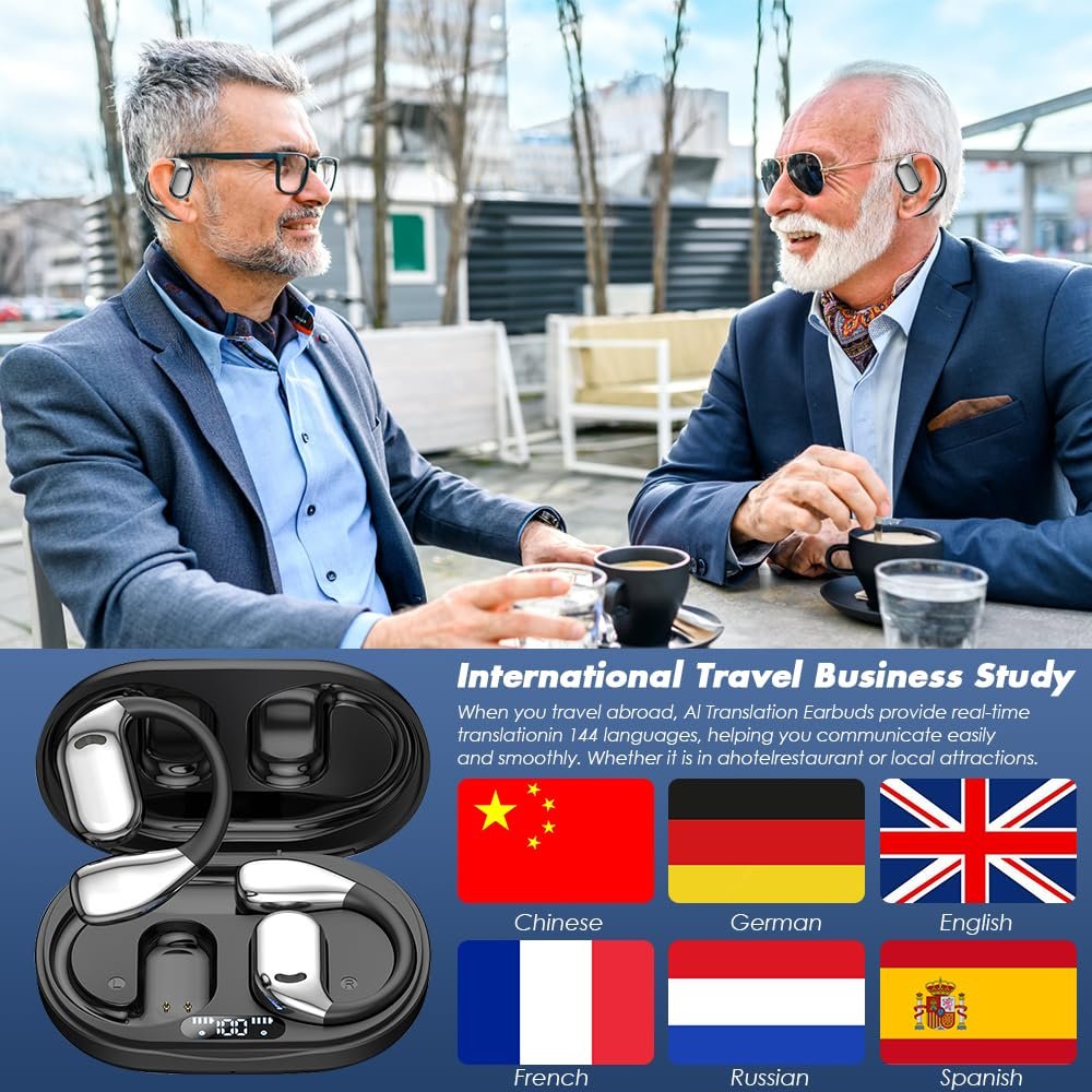 Наушники-переводчики AI, Беспроводные Bluetooth-наушники для перевода на 144 языков, в реальном времени для путешествий и бизнеса, фото №3 Наушники-переводчики AI, Беспроводные Bluetooth-наушники для перевода на 144 языков, в реальном времени для путешествий и бизнеса, фото №3