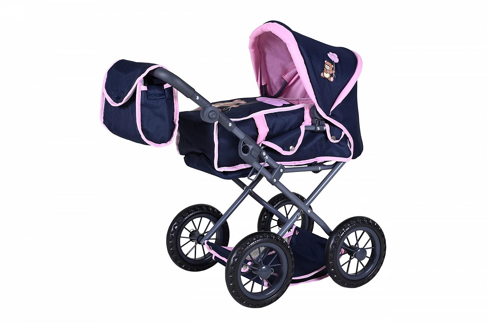 Коляска для кукол KNORRTOYS.COM Ruby 63135 Темно-синий Розовый Медведь, фото №4