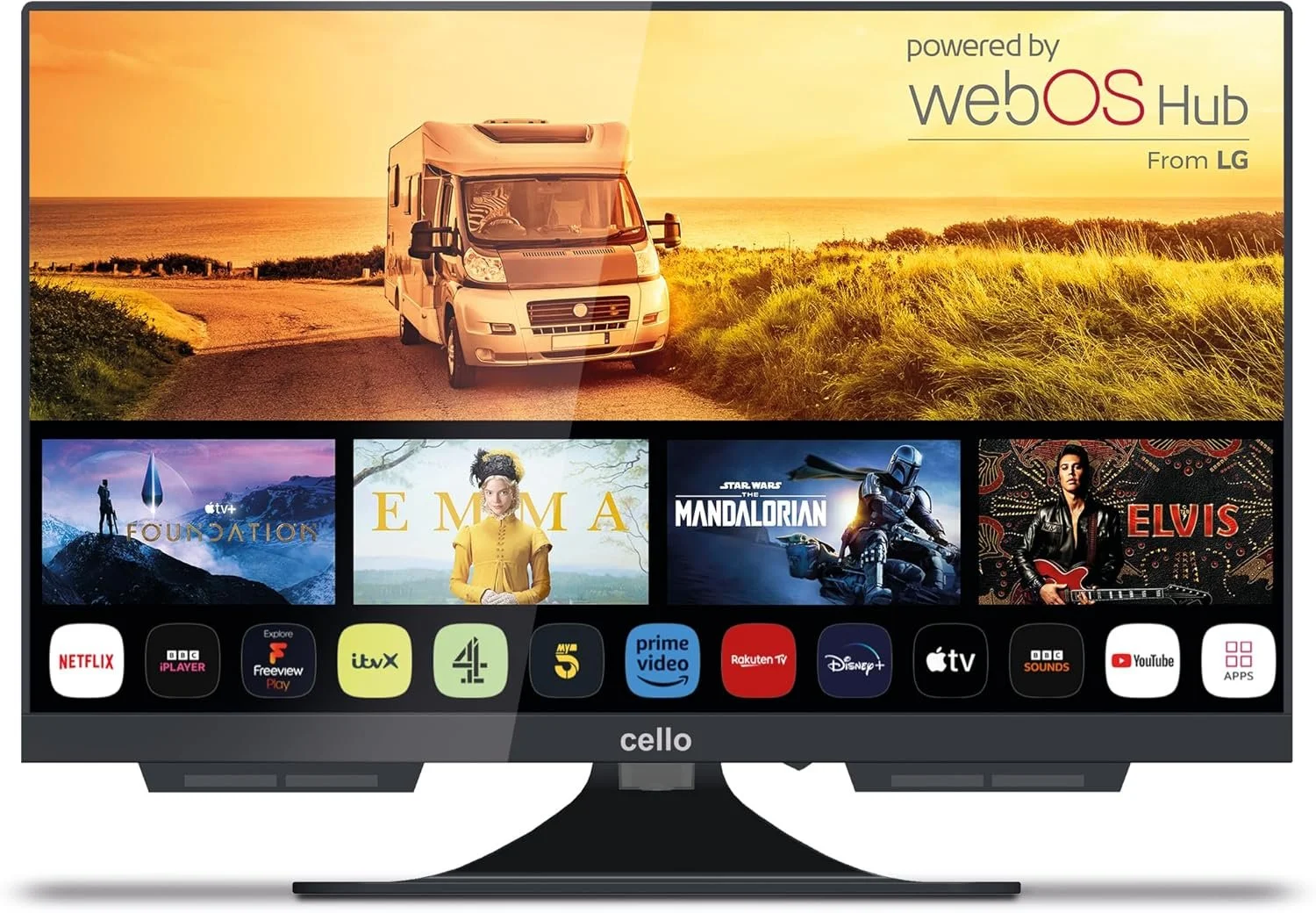 Телевизор 19" Cello C1924WS / HD Ready / 60 Гц / LED / Smart TV webOS / Wi-Fi / Bluetooth / T2 / 12V / (C1924WS TRAV), фото №1 Телевизор 19" Cello C1924WS / HD Ready / 60 Гц / LED / Smart TV webOS / Wi-Fi / Bluetooth / T2 / 12V / (C1924WS TRAV), фото №1