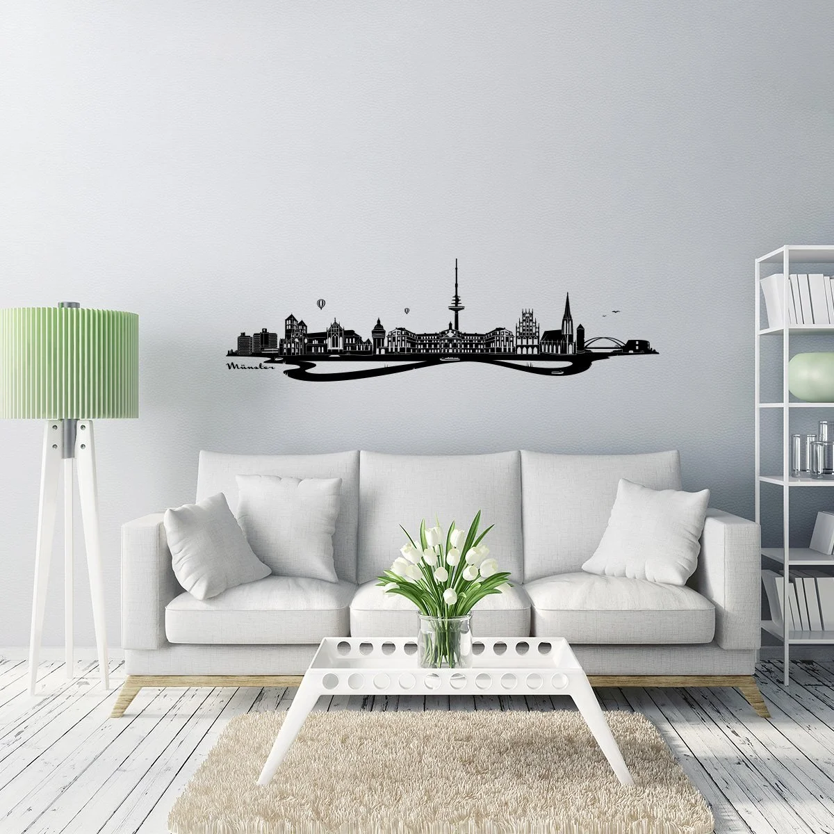 Наклейка на стену Wandkings Skyline Münster Черная 120 x 34 см, фото №2