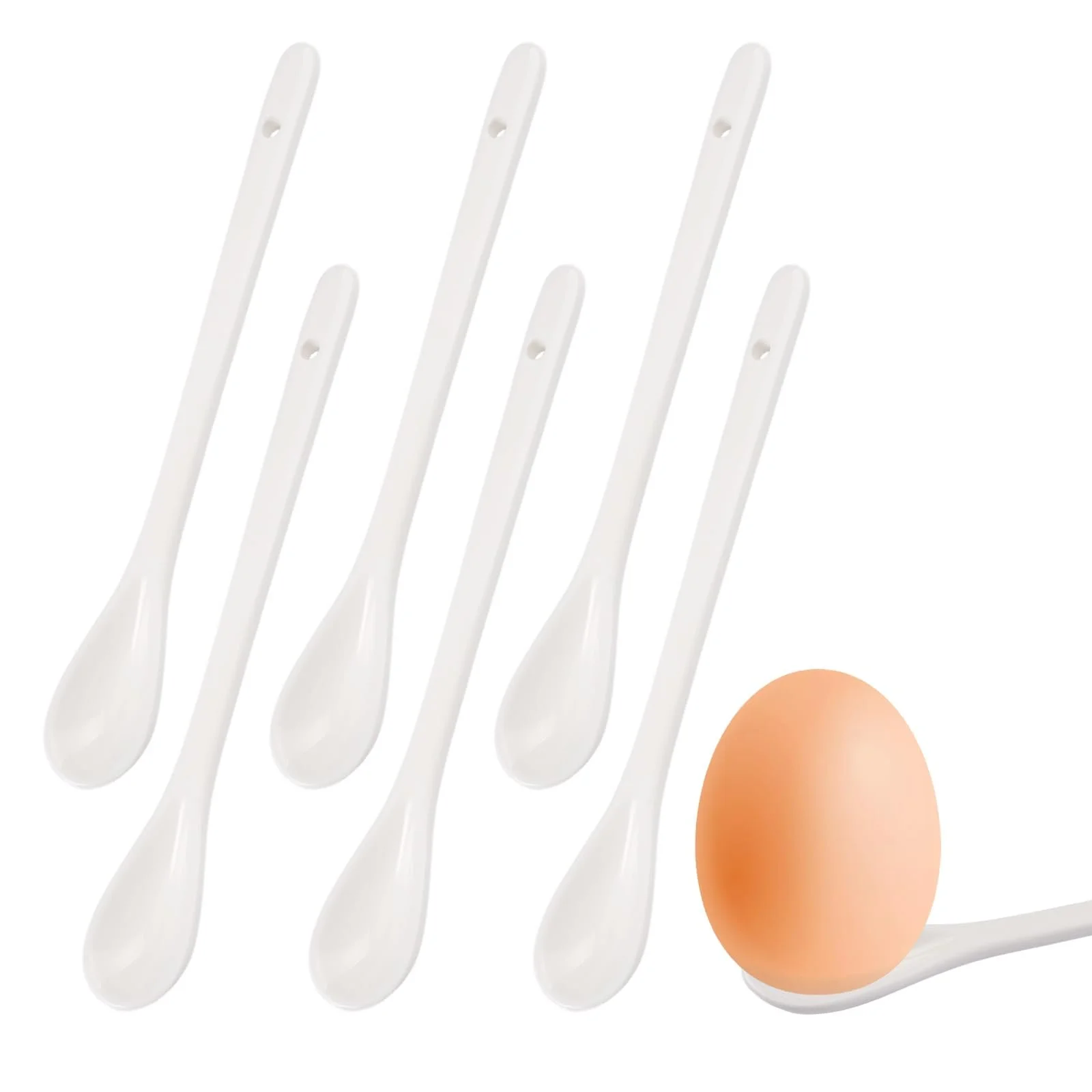 Ложки длинные, фарфоровые, белые, 16 см (10 шт.), фото №1