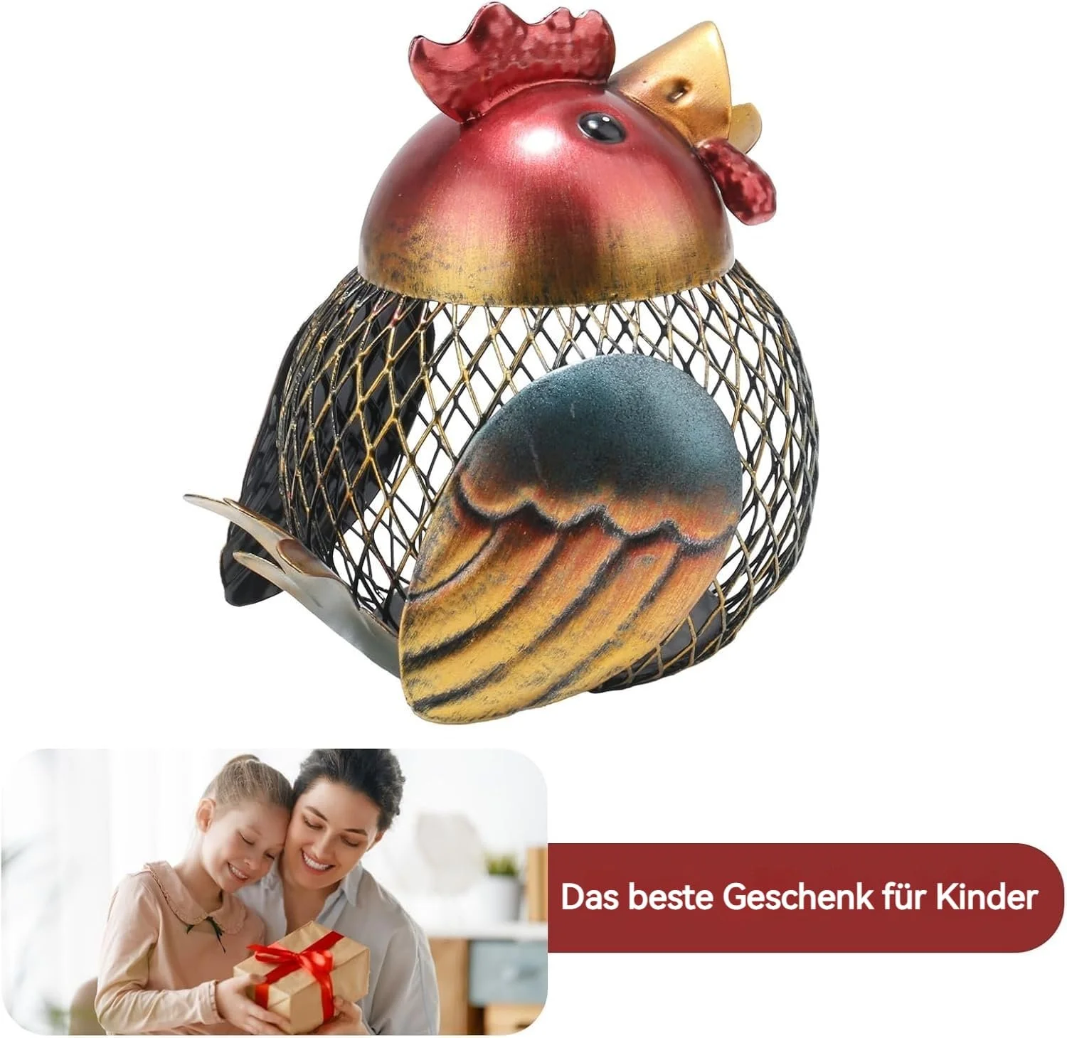 Скарбничка Mloarts Курка 5 дюймів металева вінтажна ручної роботи, фото №7