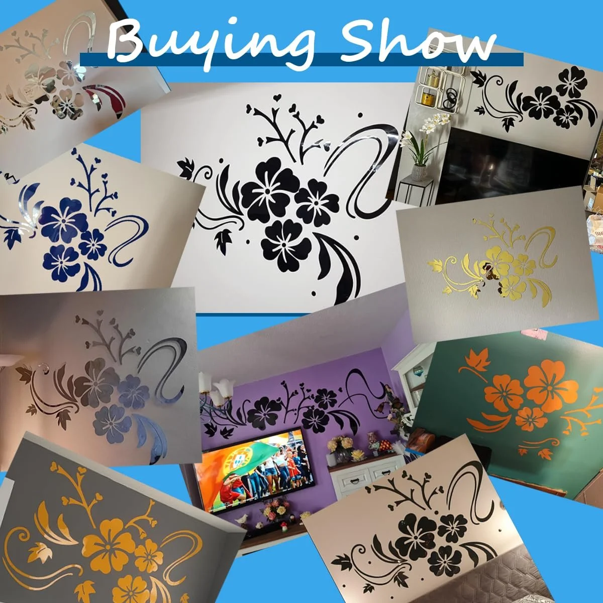 3D Настінна наклейка Квіти Дзеркальна Акрилова Модерн, фото №5