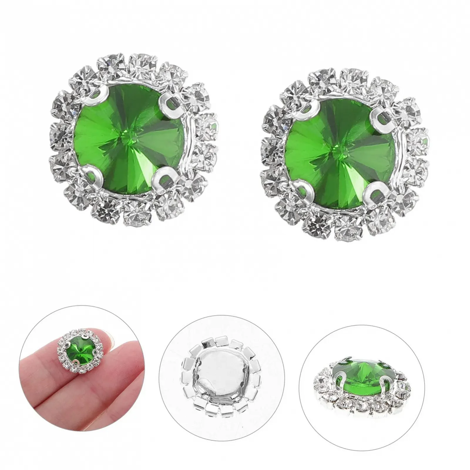 Стрази Круглі LALAFINA 20 шт Зелені Стрази для рукоділля з плоскою задньою частиною. Кришталі для весільного декору, фото №9