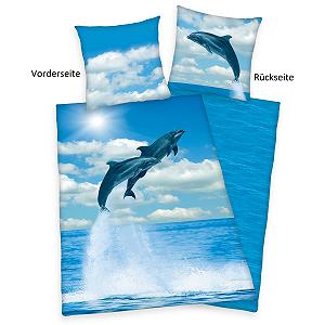 Постільна білизна Herding Dolphin, наволочка прибл. 80 x 80 см, підковдра прибл. 135 x 200 см, 100% бавовна, ренфорс, різнобарвний synthetic.ua - Фото 1