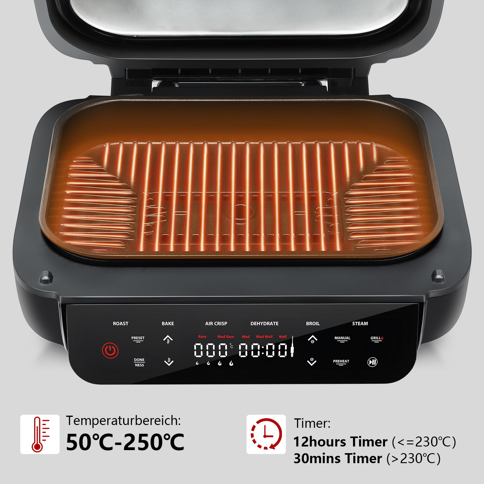Фритюрница IsEasy с горячим воздухом с большой кулинарной камерой 6 л 50°C - 250°C Сенсорная Функция приготовления 7 кулинарных функций Безопасно для мытья в посудомоечной машине Серебро, фото №4