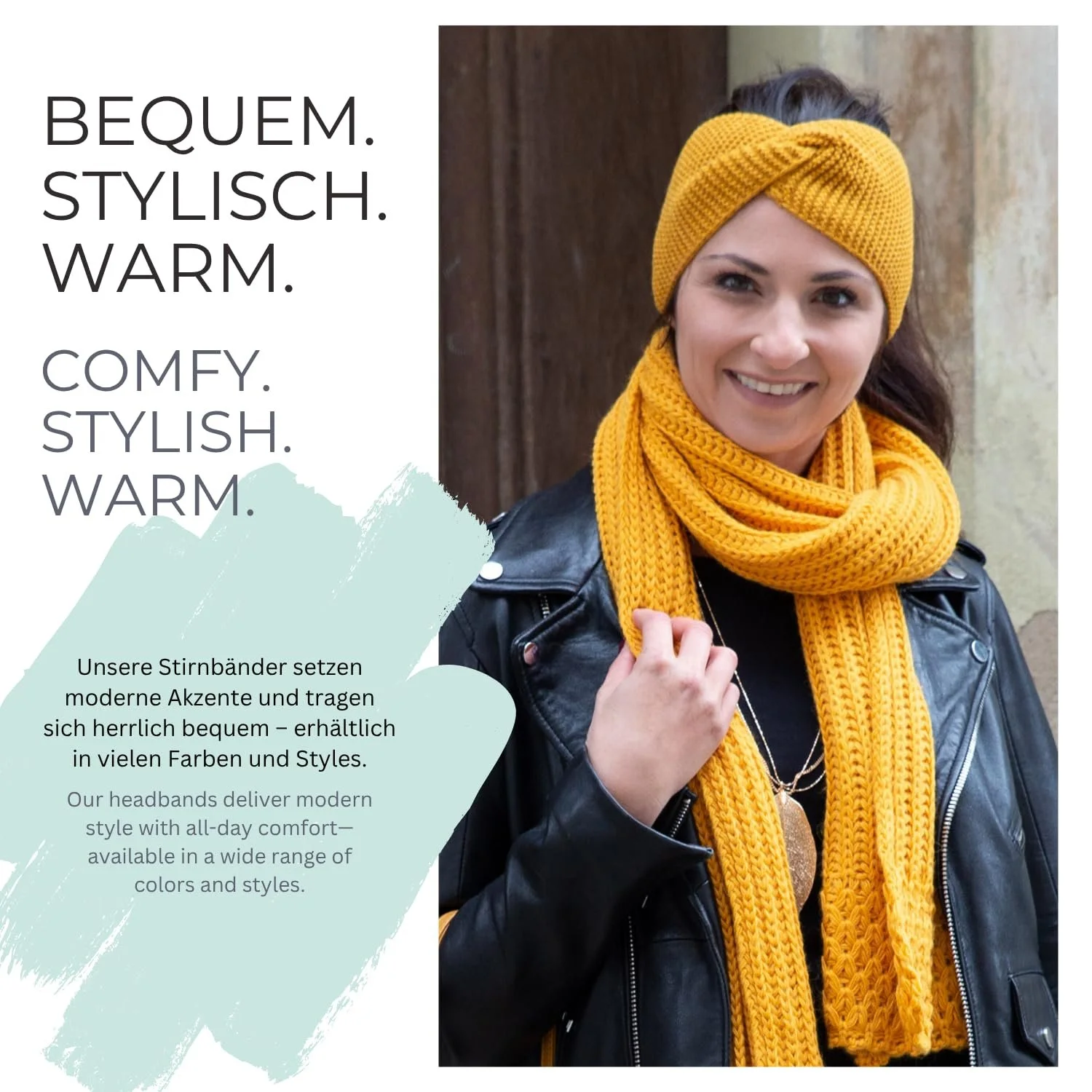 Пов'язка на голову В'язана styleBREAKER 04026054 з вузлами, часниковий візерунок, тепла зимова, фото №6