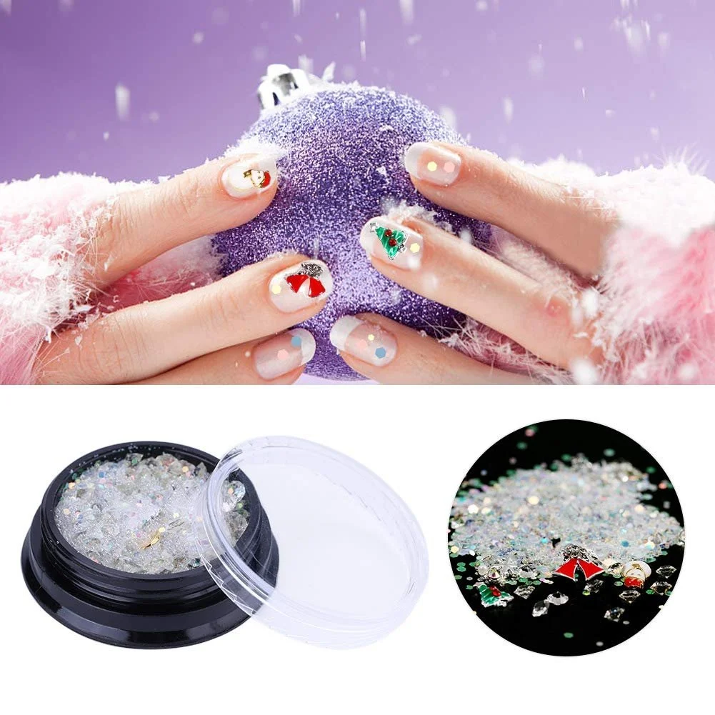 Стразы для ногтей Рождественские, Украшения для ногтей Рождественские сплавные блестки, Наклейки для маникюра, Ювелирные изделия DIY Украшения для ногтей (1# Белый AB + Серебряный сплав), фото №6