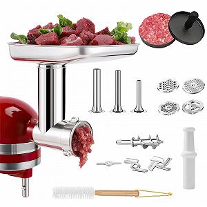 Насадка-м’ясорубка KitchenAid нержавіюча сталь з набором для шинкування та ковбасними насадками - Фото 1